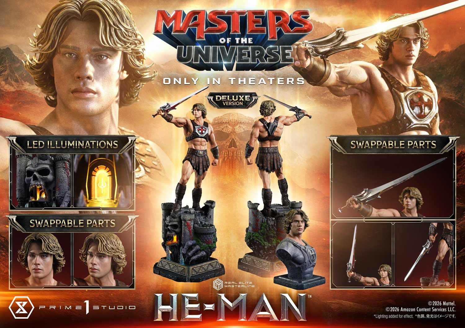 PRE-ORDER: Masters of the Universe (2026 Film) Real Elite Masterline Series Statue 1/3 He-Man Deluxe Version 117 cm
