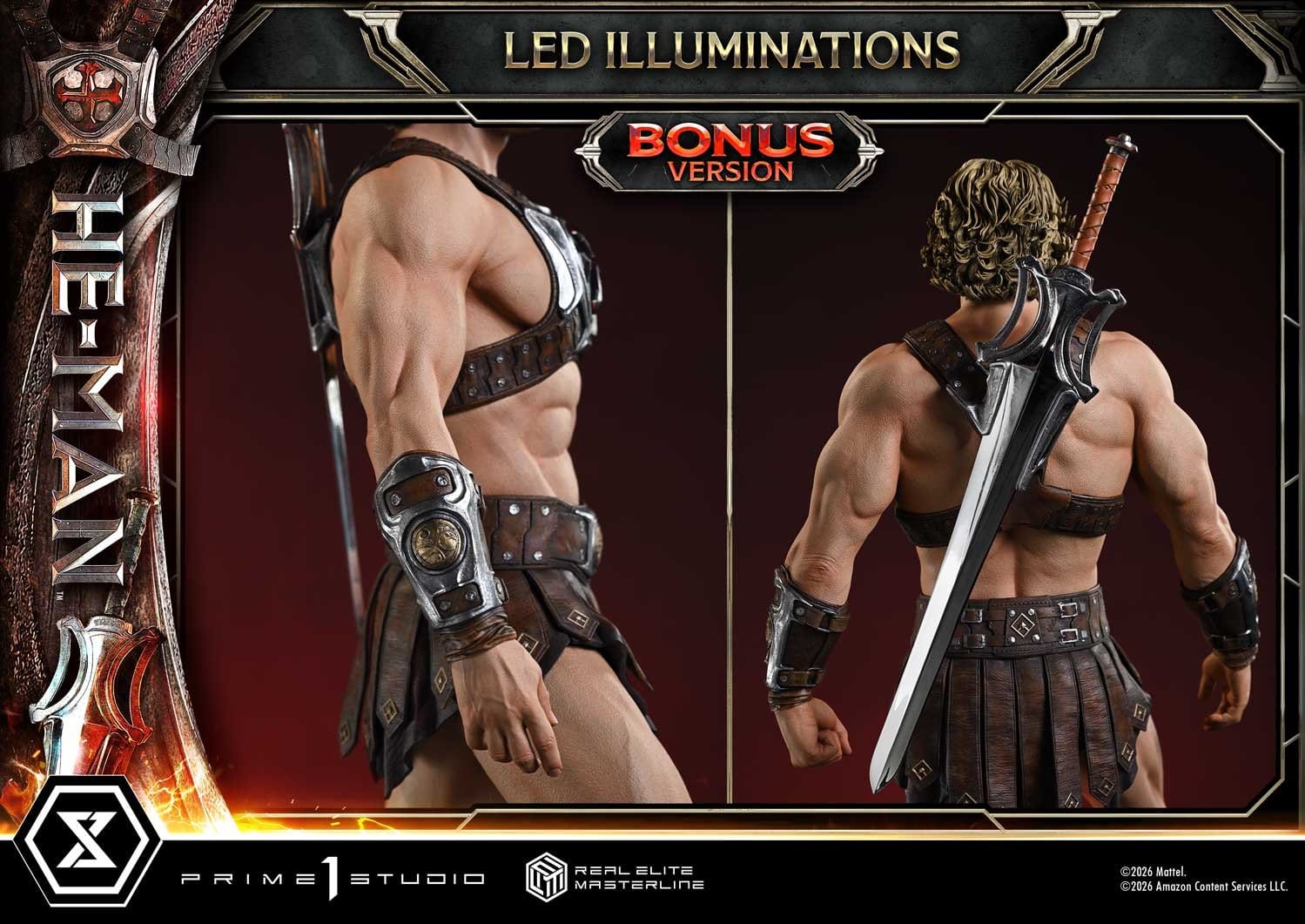 PRE-ORDER: Masters of the Universe (2026 Film) Real Elite Masterline Series Statue 1/3 He-Man DX Bonus Version 117 cm