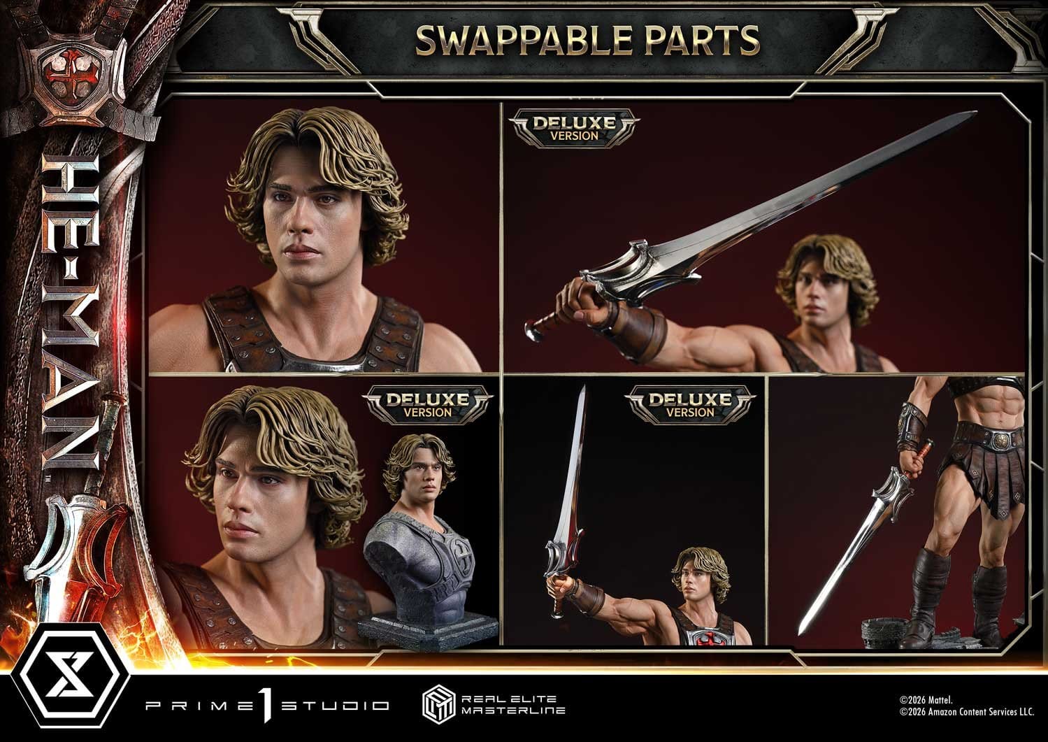 PRE-ORDER: Masters of the Universe (2026 Film) Real Elite Masterline Series Statue 1/3 He-Man DX Bonus Version 117 cm