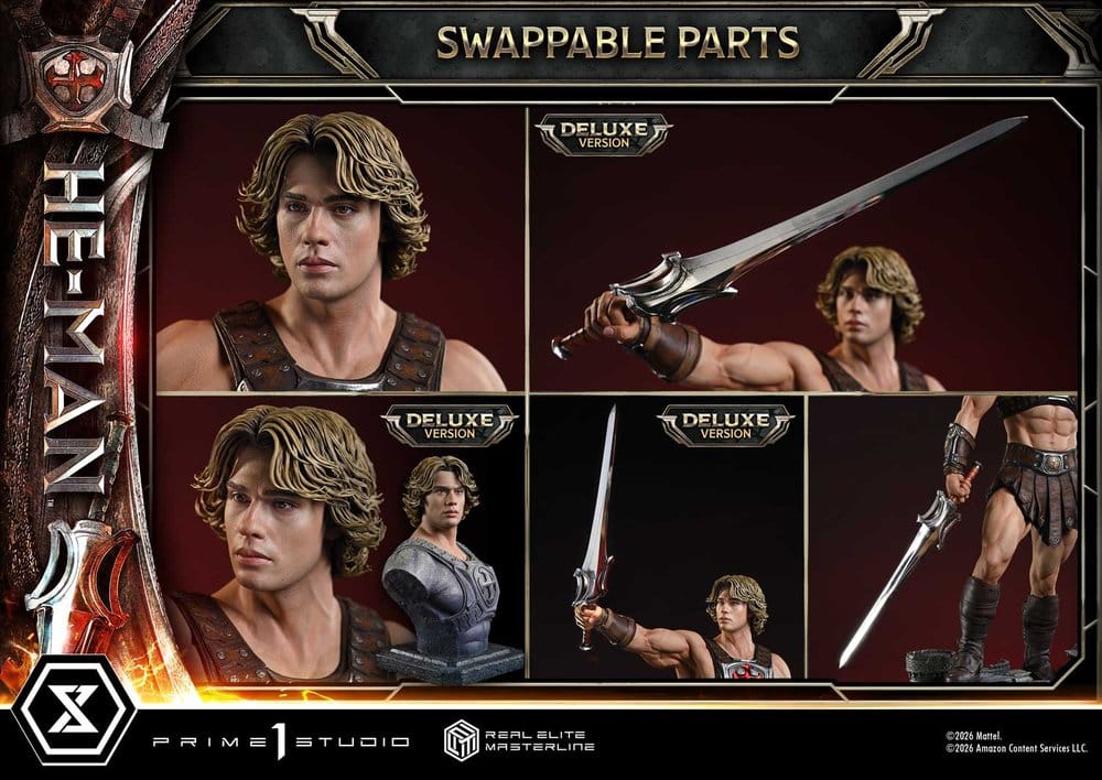 PRE-ORDER: Masters of the Universe (2026 Film) Real Elite Masterline Series Statue 1/3 He-Man DX Bonus Version 117 cm